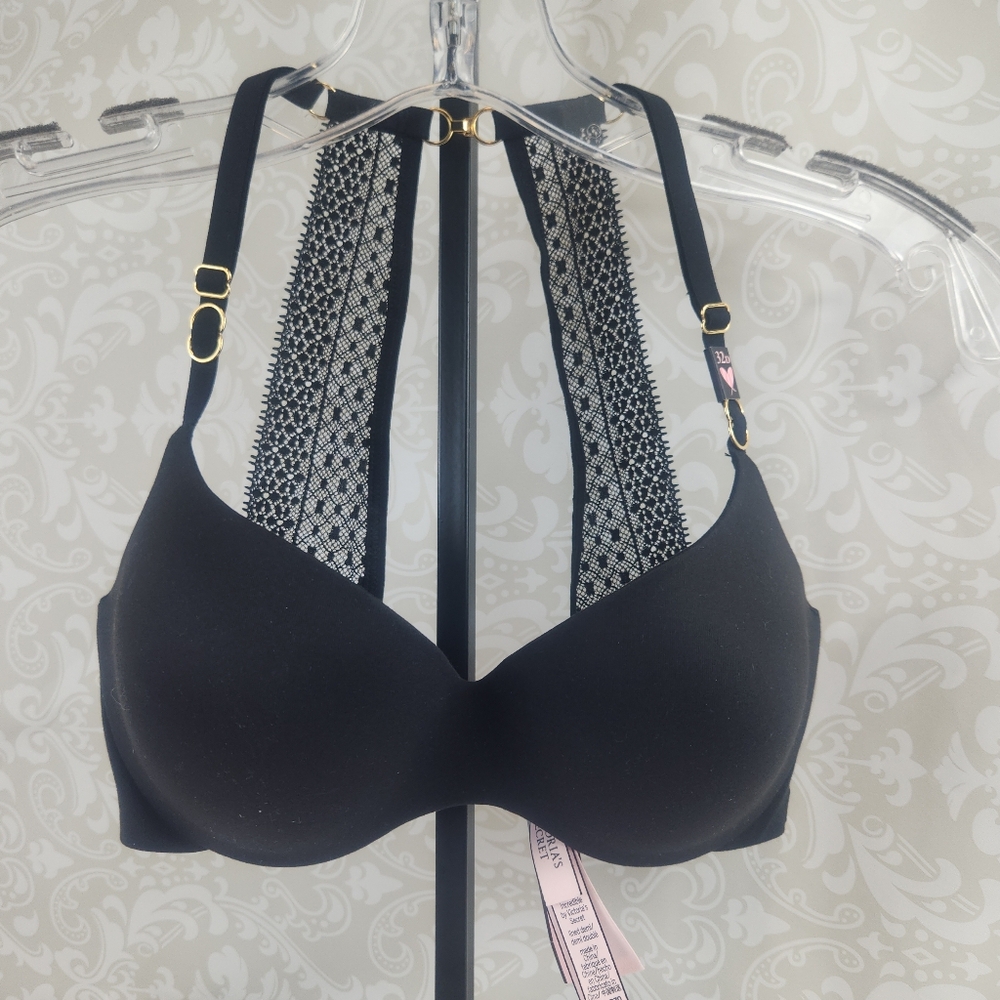 NWT Victoria's Secret Incredible Light Push-Up Perfect Shape Bra with Lace Trim